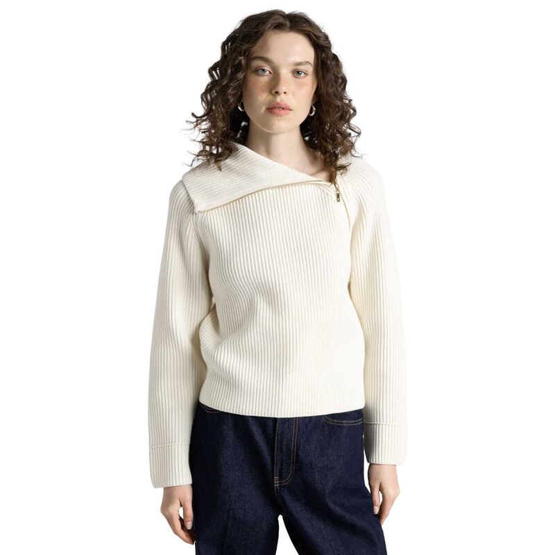 Cue Merino Bias Zip Neck Knit image number 0